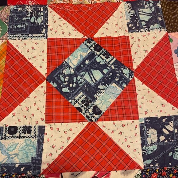 Vintage Patchwork Quilt 102”x 98” - Picture 5 of 6